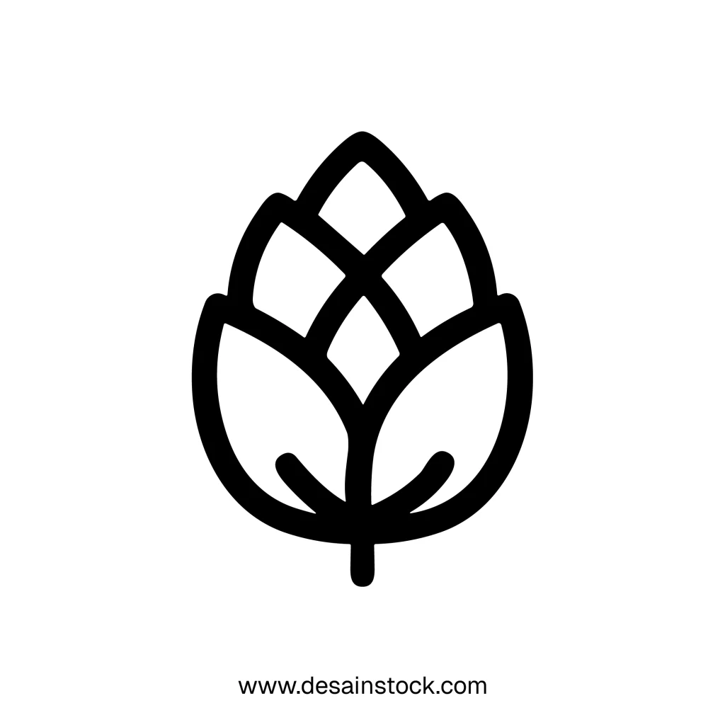 Simple Outline Hop Cone Design Element Shape Icon Clip Art