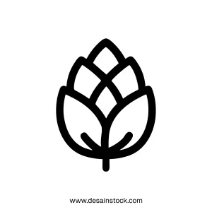 Simple Outline Hop Cone Design Element Shape Icon Clip Art