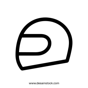 Simple Outline Protective Motorcycle Helmet Safety Equipment Icon