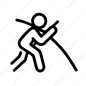 Simple Outline Stick Figure Pole Vault Sport Athlete Illustration