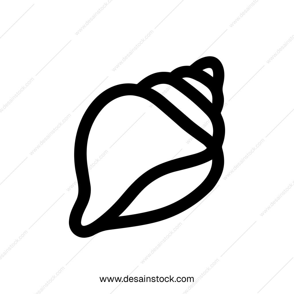 Simple Line Art Seashell Icon Shellfish Coastal Graphic Illustration