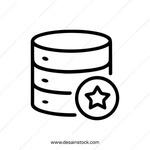 Simple Outline Database with Star Rating Circle Shape Icon