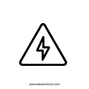 Simple Outline Electricity Warning Triangle Sign Shape Icon Alert Symbol