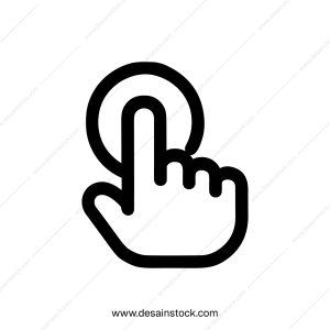 Black Line Simple Hand Touch Screen Pointing Finger Icon Illustration
