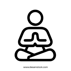 Simple Outline Yoga Meditation Pose Relaxation Health and Wellness Icon