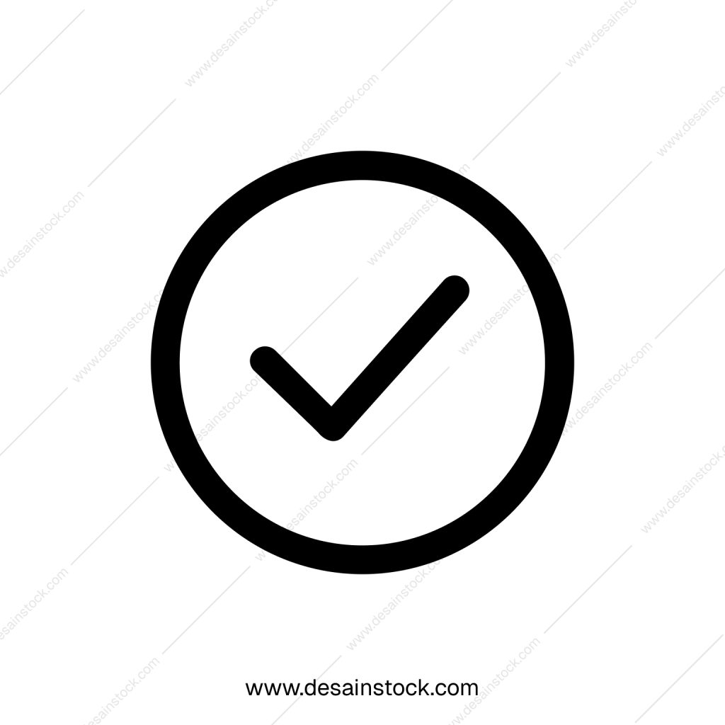 Simple Outline Circle Checkmark Symbol Shape Icon for Graphic Design