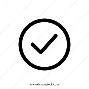 Simple Outline Circle Checkmark Symbol Shape Icon for Graphic Design