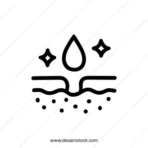 Outline Simple Skin Hydration Drop Sparkle Symbol Line Icon Element