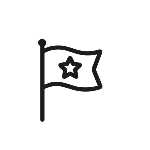 Simple Outline Flag with Star Minimalist Design Travel Destination Icon