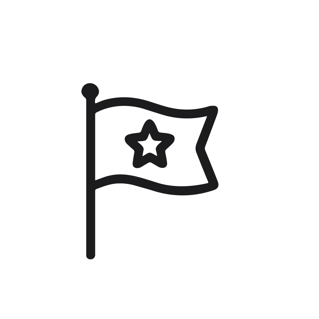 Simple Outline Flag with Star Minimalist Design Travel Destination Icon