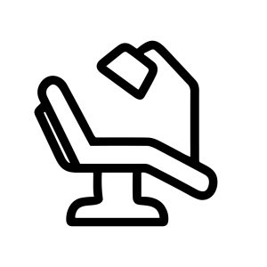 Simple Outline Dental Chair Treatment Equipment Line Art Icon