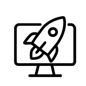Simple Outline Rocket on Computer Screen Launch Startup Business Icon