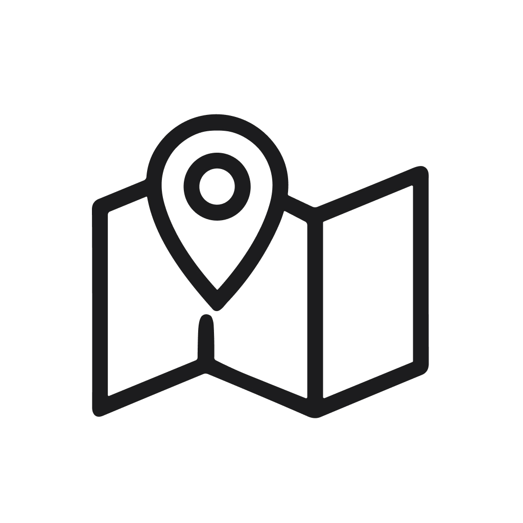 Simple Outline Folded Map with Location Pin Marker Icon Symbol