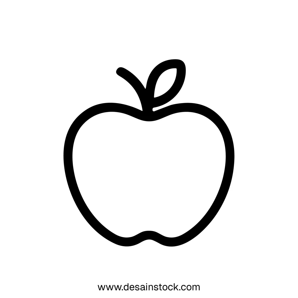 Simple Outline Apple Fruit Food Healthy Natural Line Icon Symbol
