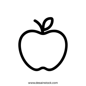 Simple Outline Apple Fruit Food Healthy Natural Line Icon Symbol