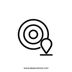 Simple Outline Target Location Pin Point Sign Symbol Element Icon