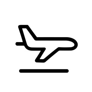 Minimalist Outline Airplane Departure Symbol Icon for Travel and Transportation