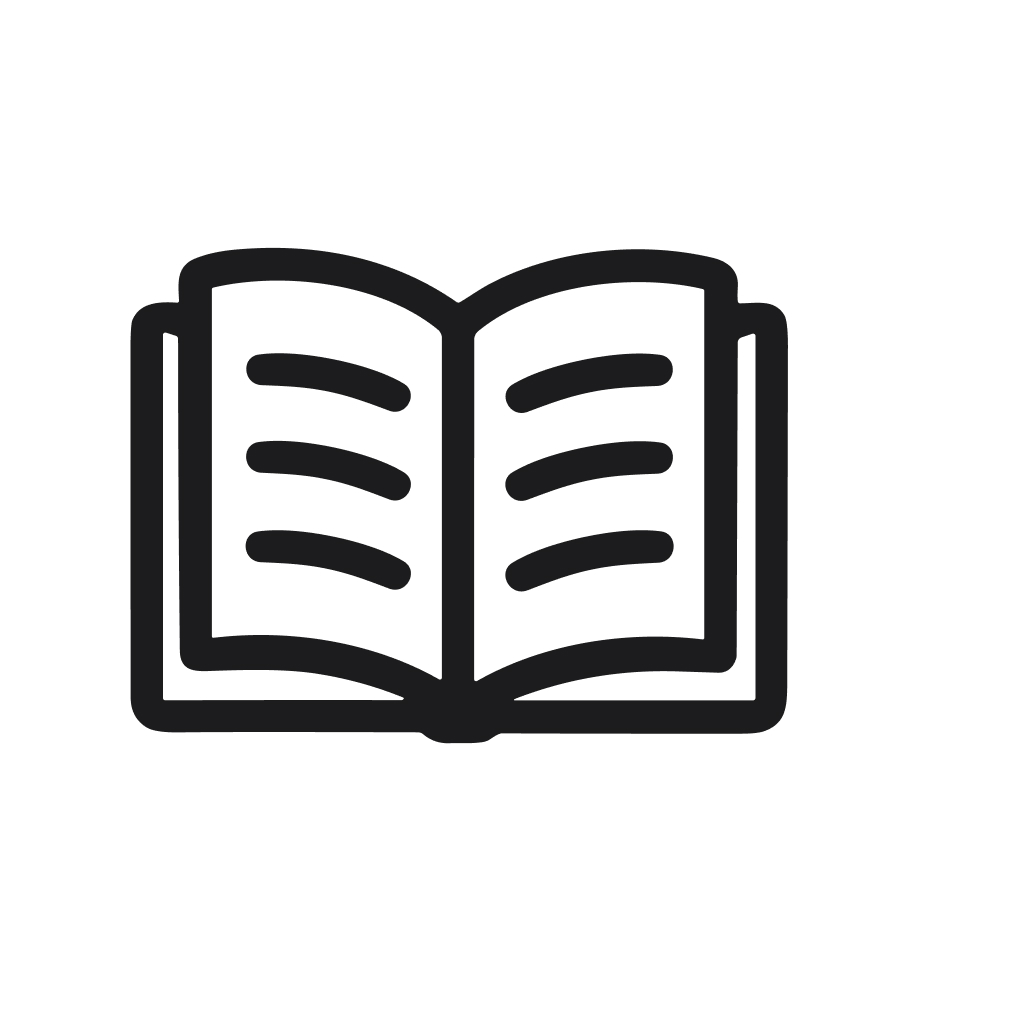 Simple Line Open Book Illustration Icon Symbol for Education Material