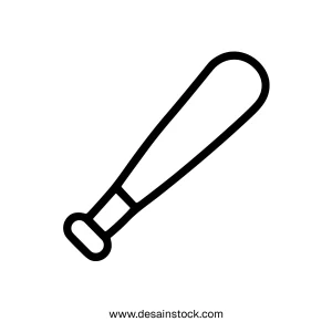 Simple Outline Baseball Bat Equipment Line Art Icon Graphic