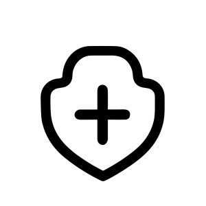 Simple Lineart Shield with Plus Sign Medical Protection Element Icon