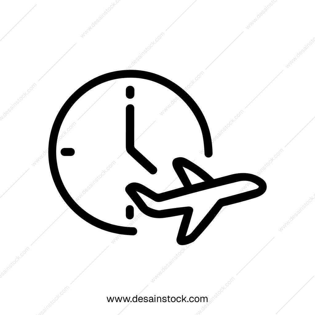 Simple Outline Time Flight Schedule Icon Shape Transportation Element
