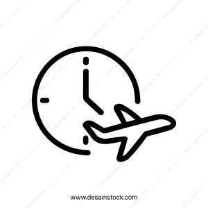 Simple Outline Time Flight Schedule Icon Shape Transportation Element