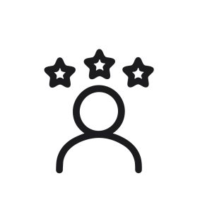Thin Line Person with Star Rating Customer Satisfaction Icon Graphic