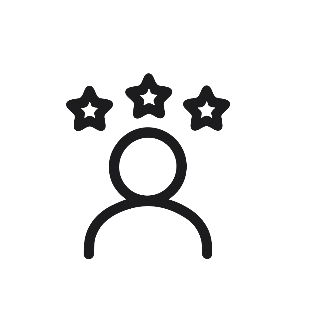Thin Line Person with Star Rating Customer Satisfaction Icon Graphic