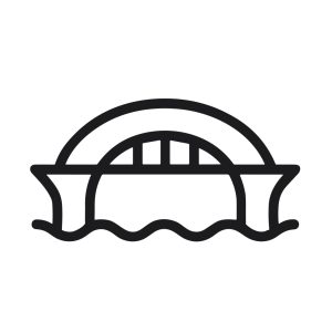 Simple Outline Bridge Over Water River Landscape Landmark Icon