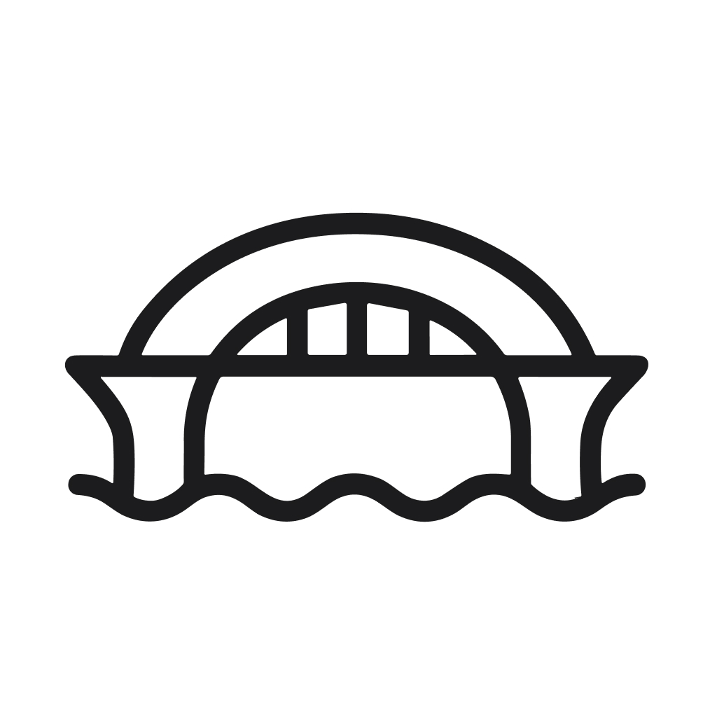 Simple Outline Bridge Over Water River Landscape Landmark Icon
