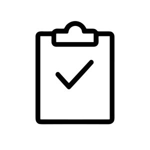 Minimalist Outline Clipboard Check Mark Symbol Graphic Element Icon Design