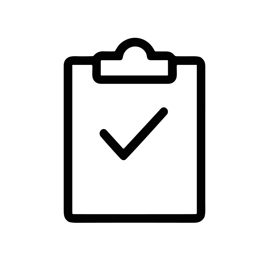Minimalist Outline Clipboard Check Mark Symbol Graphic Element Icon Design