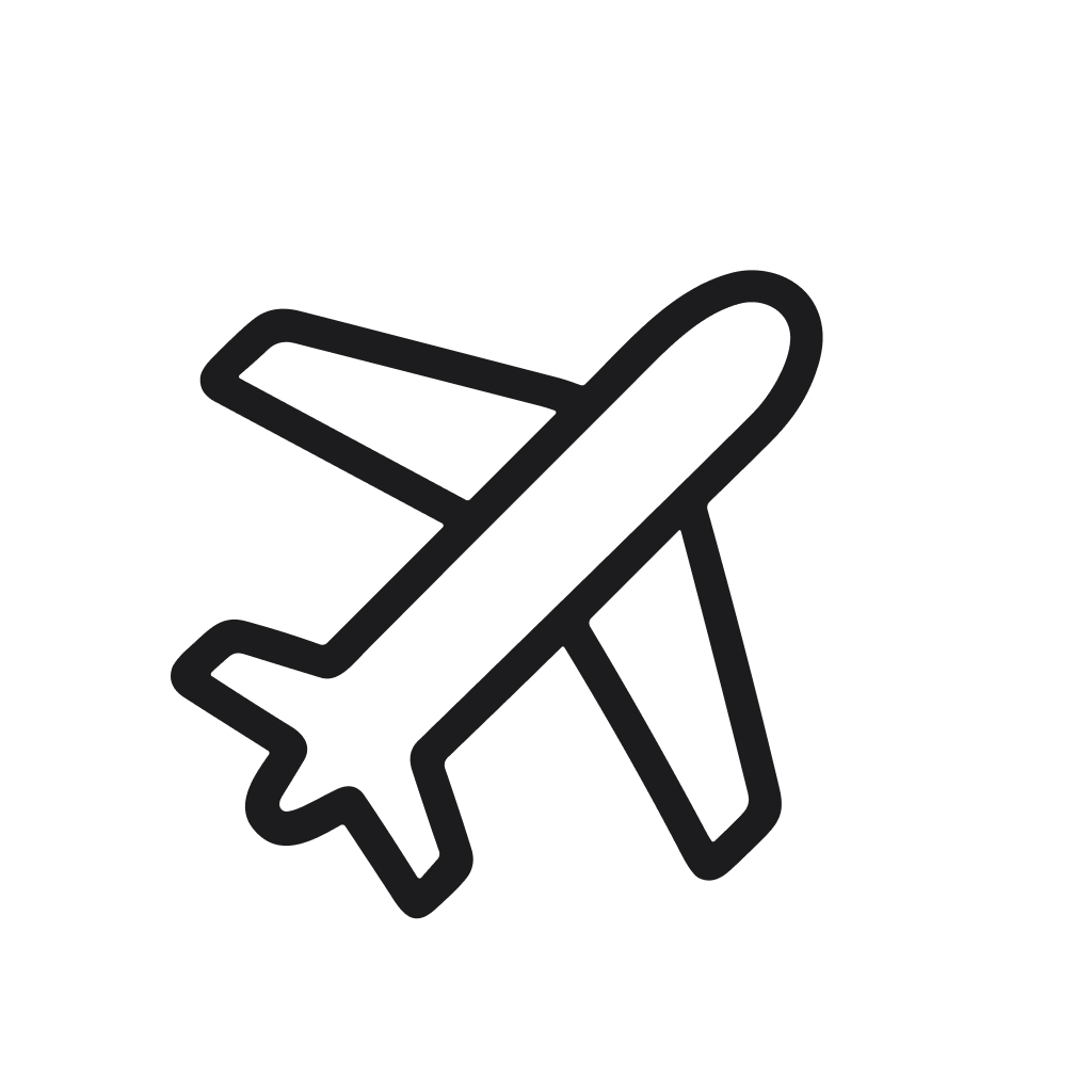 Simple Outline Airplane Flying Journey Travel Sign Shape Icon Design