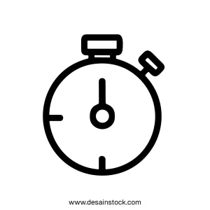 Simple Outline Timepiece Clock Icon Symbol Sign Shape Element