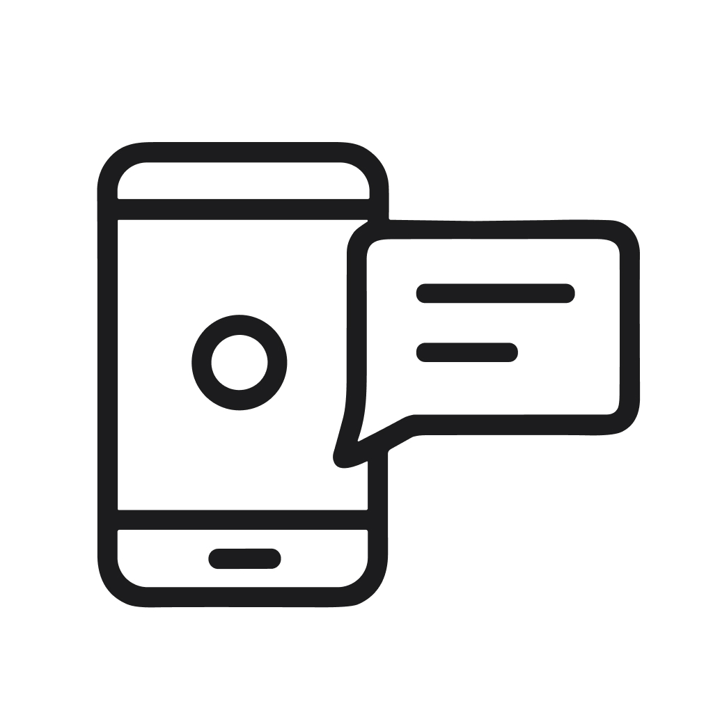 Minimalist Outline Mobile Phone Message Bubble Communication Technology Icon
