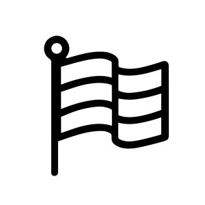Simple Outline Striped Waving Flag Pole Mark Sign Symbol Icon