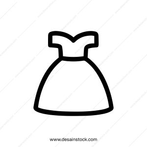 Simple Outline Dress Line Art Icon Symbol for Fashion Design