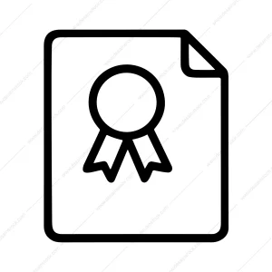 Outline Simple Certified Document with Ribbon Award Emblem Icon
