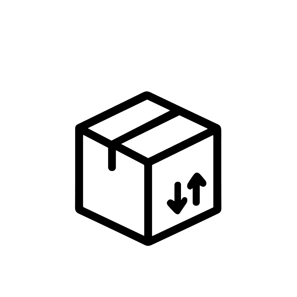 Simple Outline Style Delivery Box Packaging Icon with Arrow Symbol
