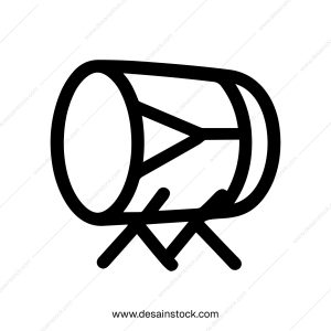 Minimalist Outline Bedug Drum Traditional Musical Instrument Culture Icon Symbol