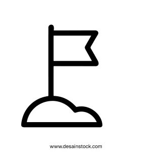 Simple Outline Flag On Hilltop Location Sign Symbol Icon Design