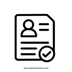 Simple Line Style Personal Profile Document with Checkmark Icon
