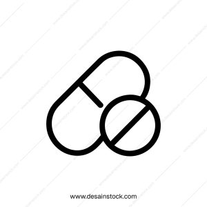 Outline Simple Pill and Capsule Medication Healthcare Minimal Icon