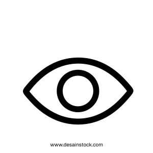 Simple Line Style Eye Symbol Graphic Surveillance Monitoring Icon Design