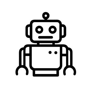 Line Art Simple Robot Head with Antenna Machine Learning Icon Design