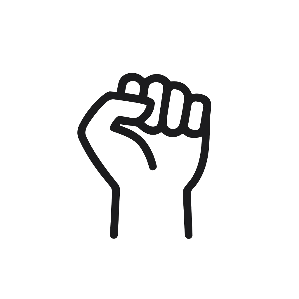 Simple Line Art Raised Fist Symbol of Power and Solidarity Icon