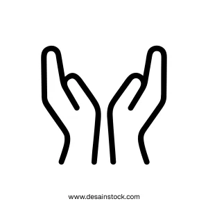 Simple Outline Open Hands Gesture Graphic Element Icon Illustration
