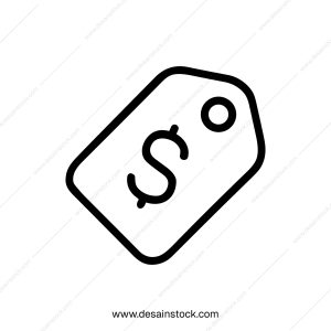 Simple Outline Price Tag Dollar Sign Isolated Icon Illustration