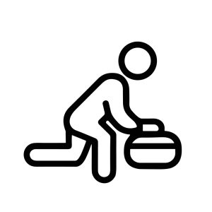 Simple Line Curling Player Silhouette Athlete Stone Game Sport Icon