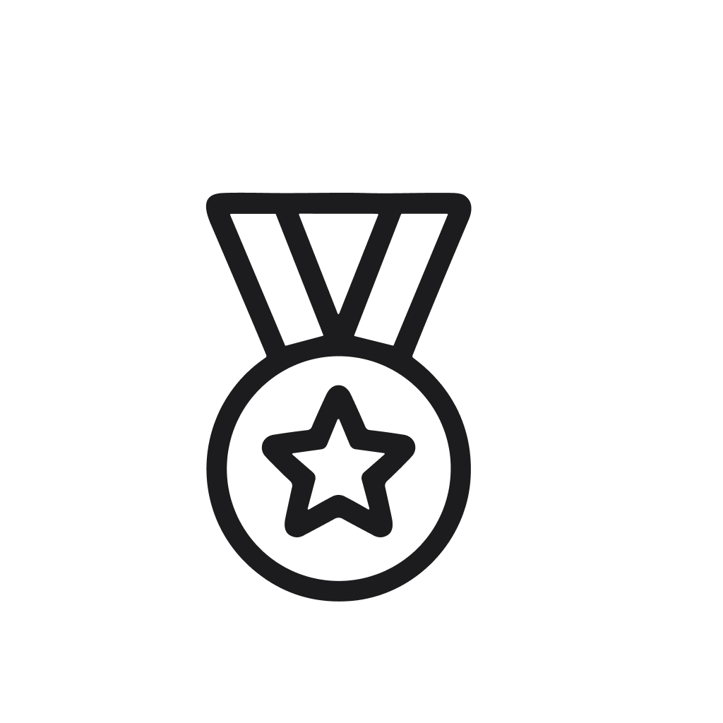 Minimalist Line Art Star Centered Medal Achievement Reward Symbol Icon